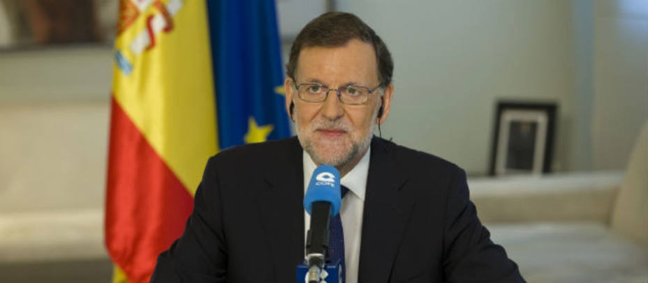 Rajoy durante la entrevista de este viernes en Herrera en COPE en Moncloa