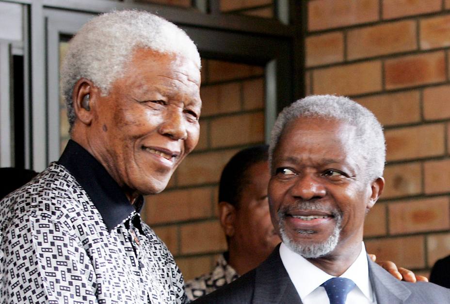 Kofi Anan junto a Nelson Mandela