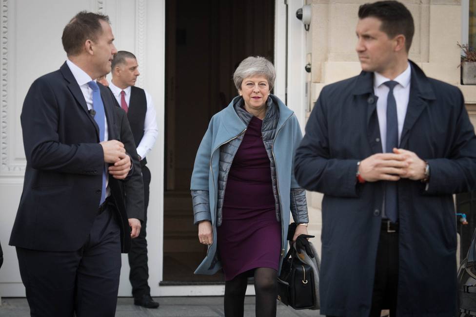 22 March 2019, Belgium, Brussels: British Prime Minister Theresa May leaves the British Residence in Brussels to return to the UK without attending the second day of the EU Council Summit Photo: Stefan Rousseau/PA Wire/dpa