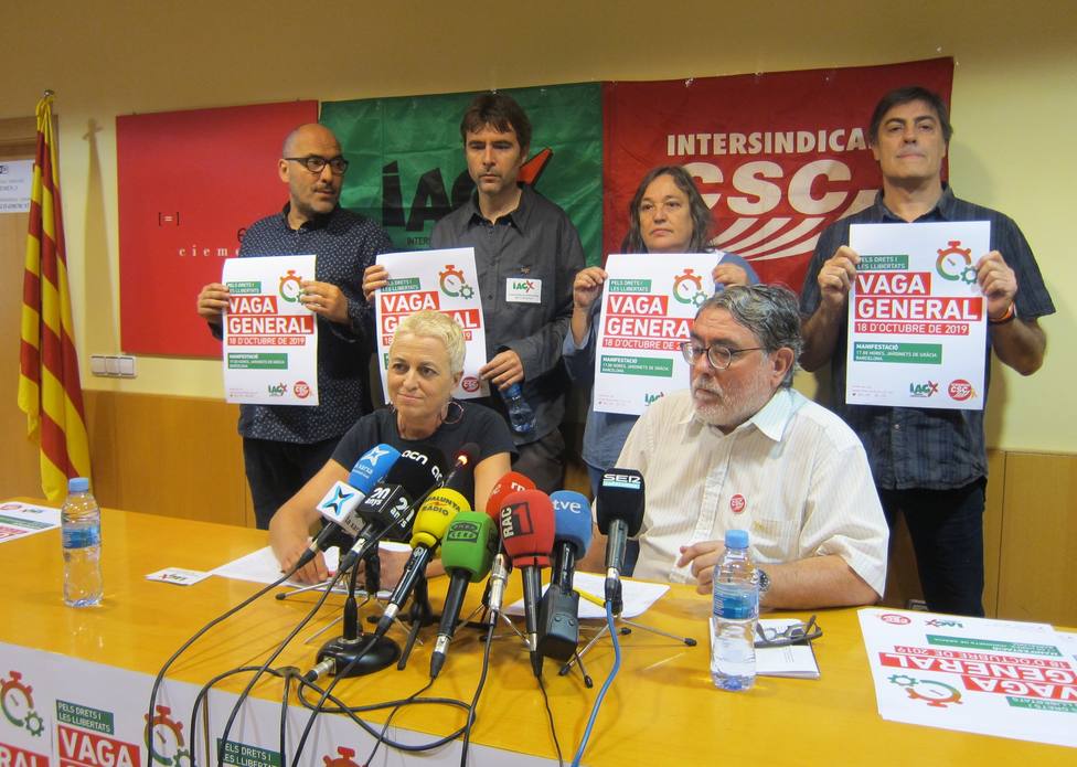 La Intersindical-CSC y la IAC llaman a la huelga en Cataluña por los derechos y las libertades