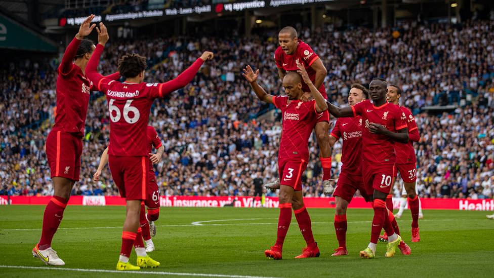 Los jugadores del Liverpool celebran uno de los goles ante el Leeds