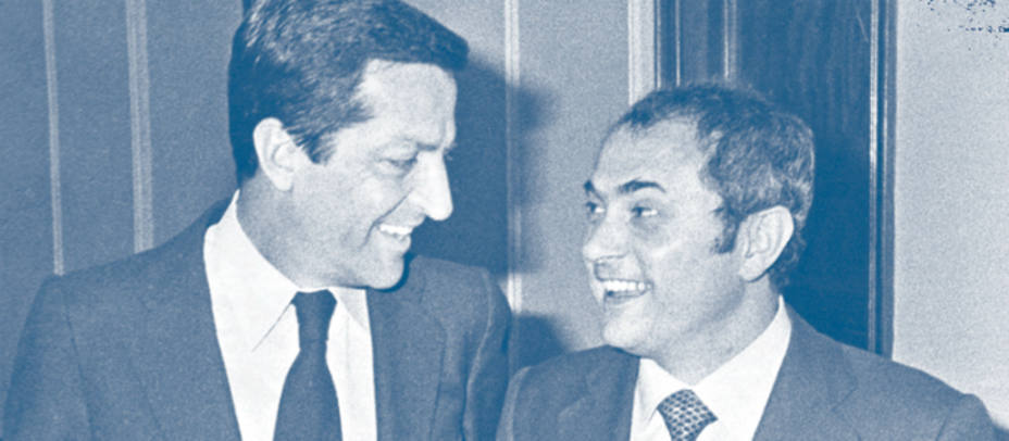 Imagen de Suárez y Otero Novas que ilustra la portada del libro. Prensa Ibérica