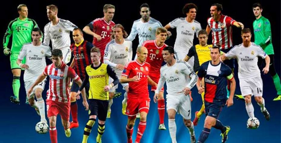 Los 18 jugadores que integran la plantilla ideal de la UEFA. (www.eufa.com)