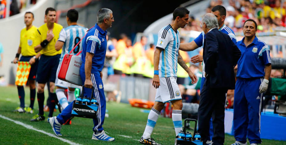 Ángel Di María retirándose en el Argentina-Bélgica de cuartos de final