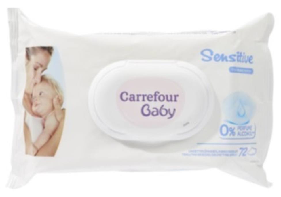 Carrefour retira 3 lotes de toallitas Carrefour Baby Sensitive 72 unidades por presencia de Burkholderia contaminans