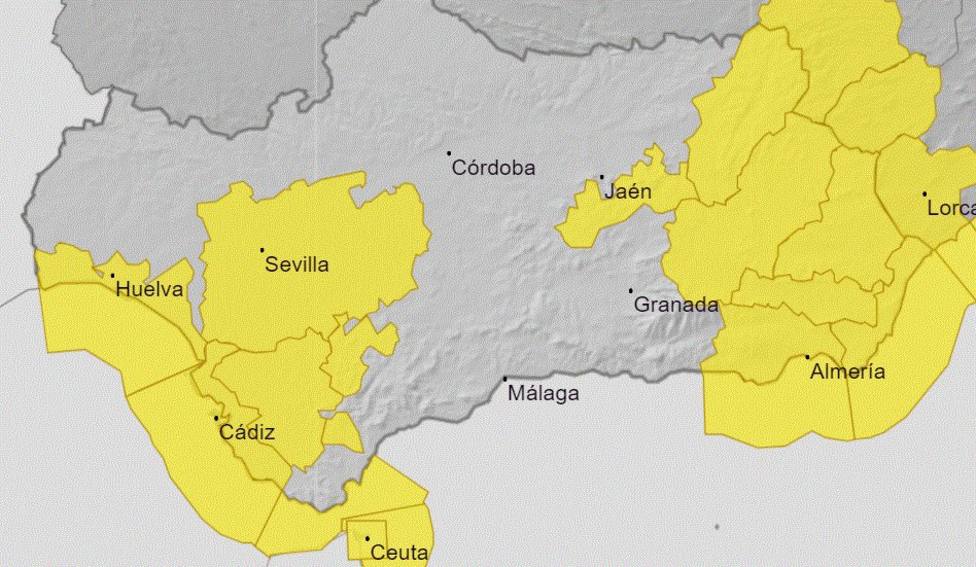 Borrasca Irene: Aviso amarillo en seis provincias andaluzas por lluvia, viento intenso y oleaje