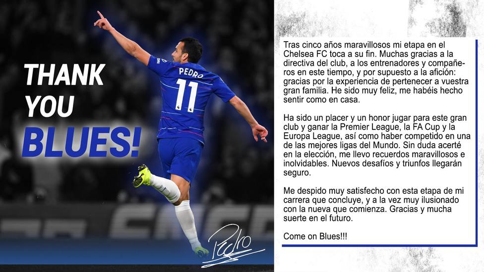 Pedro Rodríguez se despide del Chelsea: He sido muy feliz