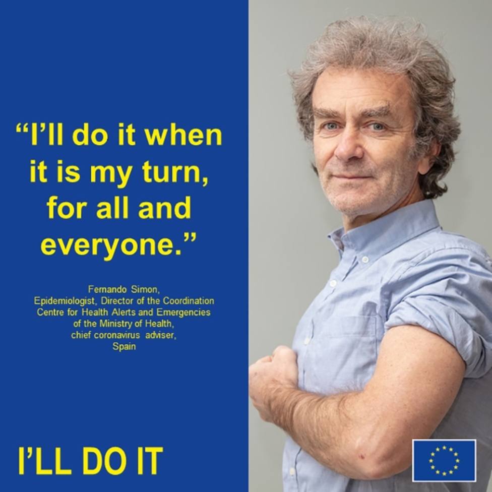 Fernando Simón en la campaña de vacunación contra la covid-19 de la UE