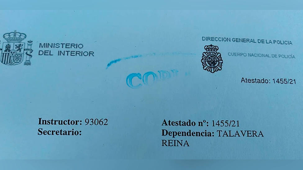Denuncia que ha presentado el Talavera y Muñiz Fernández ante la Policía Nacional