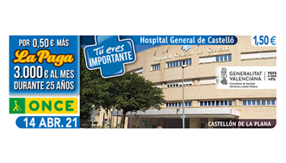 Cupón de la ONCE dedicado al Hospital General de Castellón