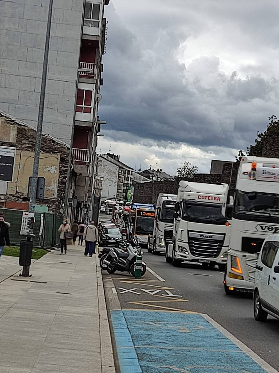 Protesta de los camioneros por Lugo en el anterior paro convocado por la plataforma