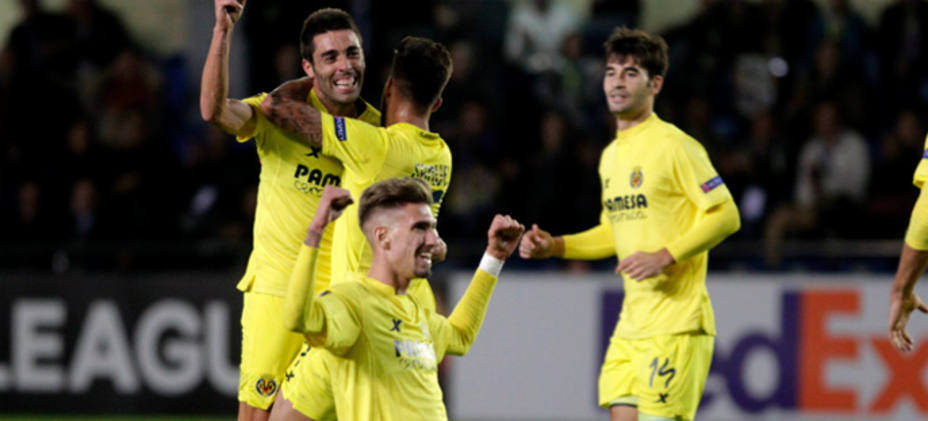 El Villarreal celebra el gol de Bruno. REUTERS