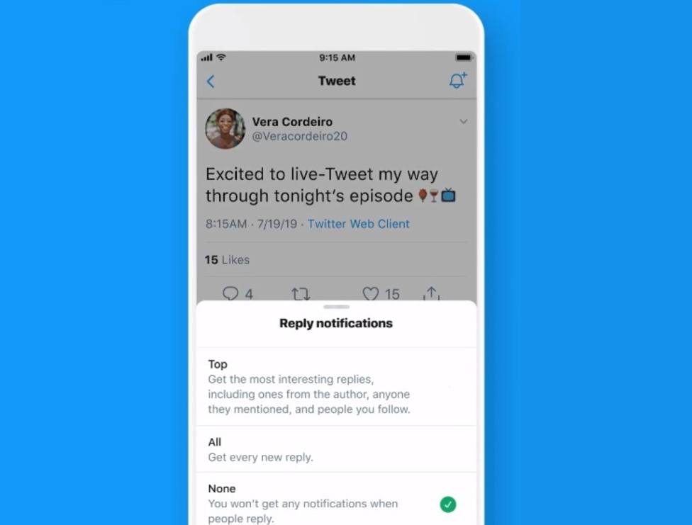 Twitter prepara la posibilidad de recibir notificaciones para avisar de las respuestas a un tuit