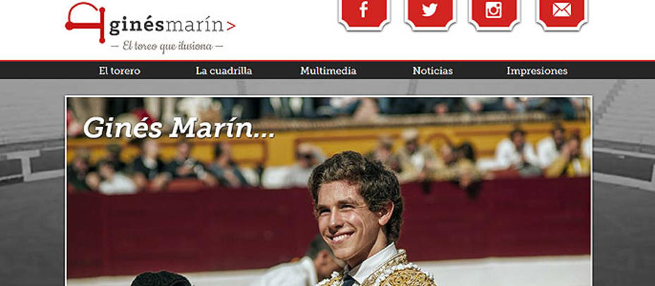 Captura de la portada de la nueva página web que Ginés Marín acaba de estrenar