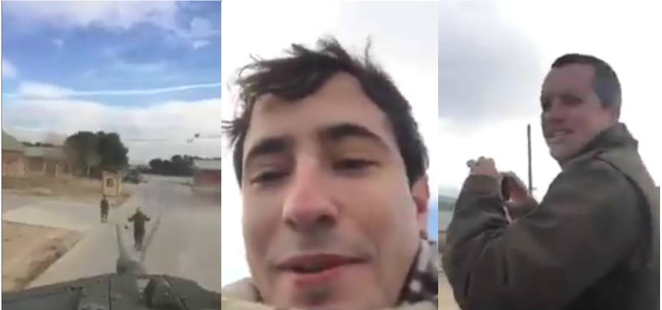 Imágenes del vídeo de los civiles que amenazan a Puigdemont e Iglesias en un tanque del Ejército