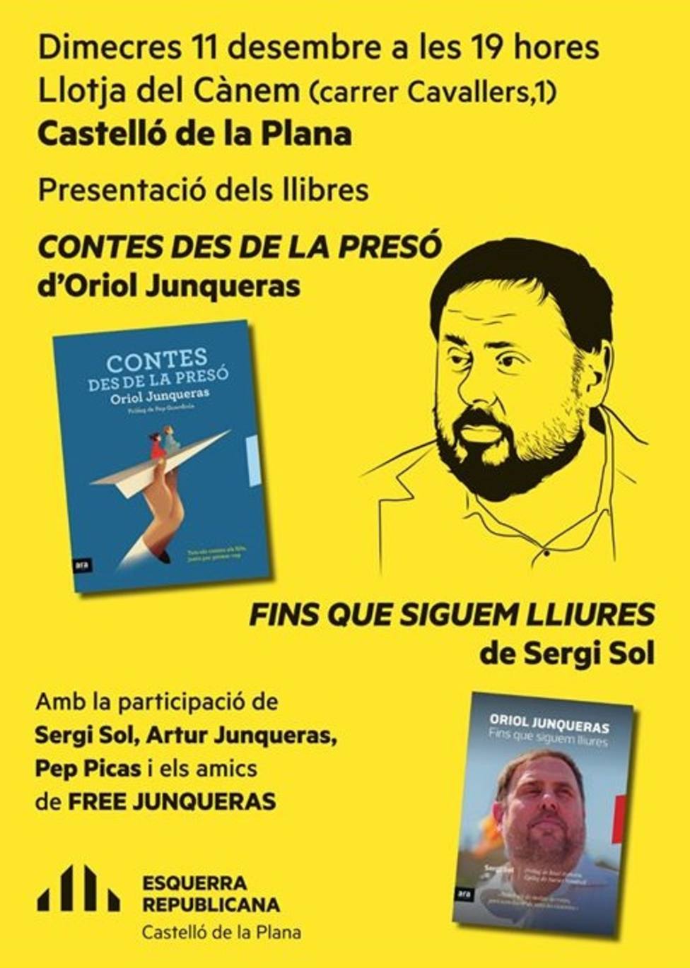 Presentación de un libro de Oriol Junqueras en la sede de la universidad pública de Castellón