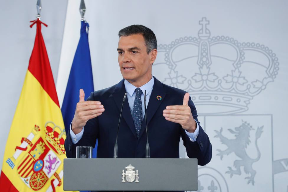 Pedro Sánchez durante la rueda de prensa tras el Consejo de Ministros