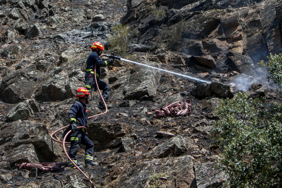 Los bomberos extinguen por completo el incendio en el pantano de San Juan e investigan su origen