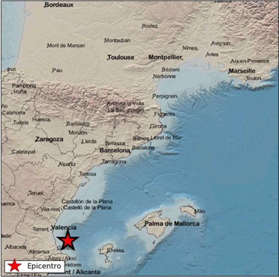 Valencia.- Sucesos.- Registrado un terremoto de magnitud 2,3 frente a la costa de Cullera