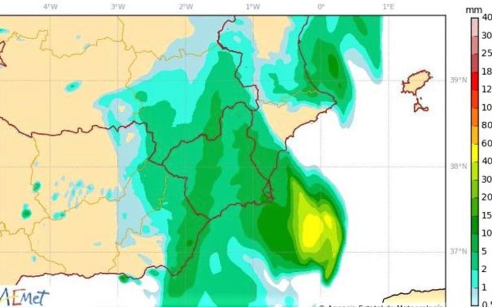 Un sistema de tormentas pasará frente a las costa de la Región de Murcia en las próximas horas