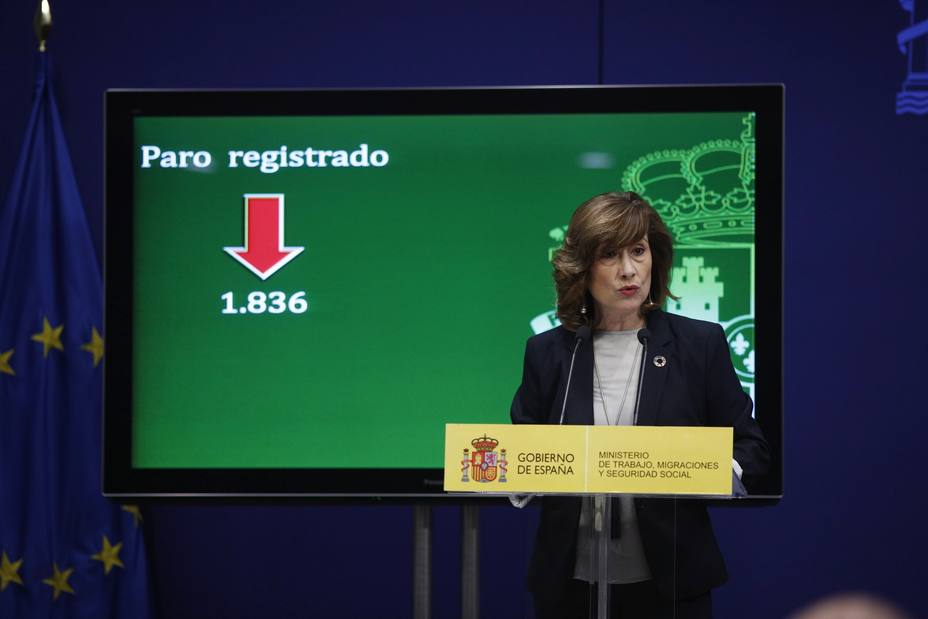 La secretaria de Estado de Empleo, Yolanda Valdeolivas, presenta los datos de paro