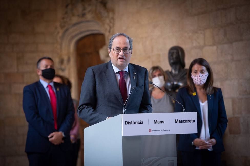 El president de la Generalitat, Quim Torra, realiza una declaración institucional horas después de conocerse s