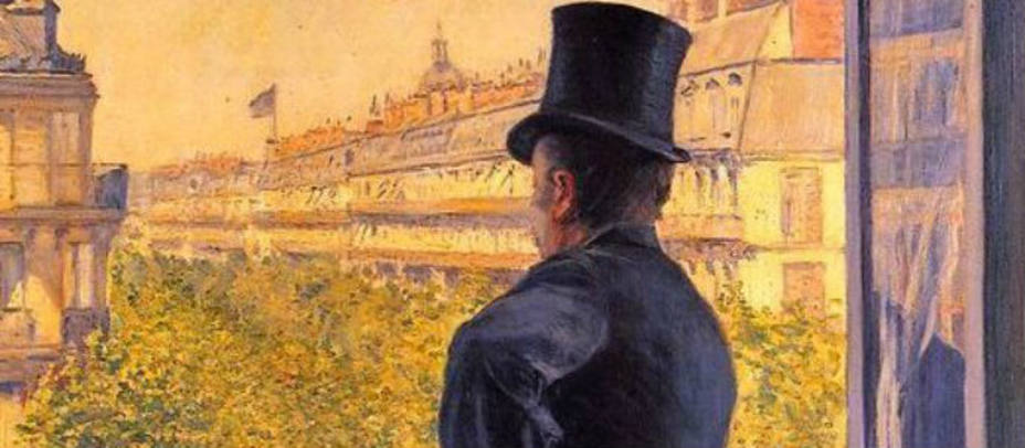 Detalle del cuadro de Gustave Caillebotte, El hombre en el balcón