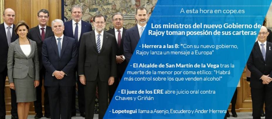 Los nuevos ministros de Rajoy toman posesión de sus carteras y otros 4 sonidos que debes escuchar a esta hora