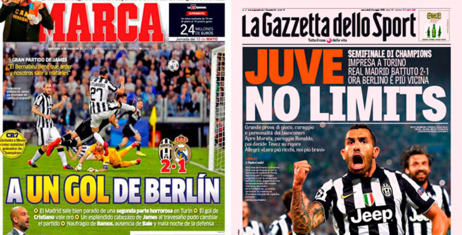 El Juventus-Madrid, protagonista en la prensa este miércoles.