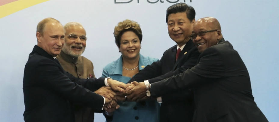 Los líderes de Rusia, India, Brasil, China y Sudáfrica. REUTERS