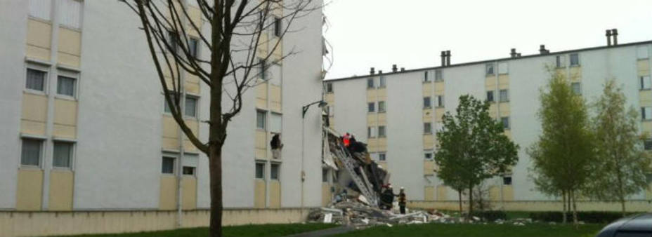 El edificio derrumbado en Reims, Francia. @F3Champ_Ardenne