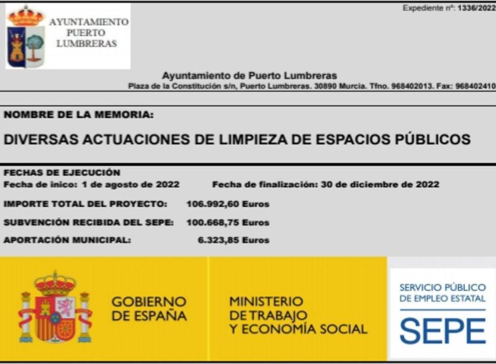 PSOE El gobierno de España invierte 100.000€ en labores de limpieza