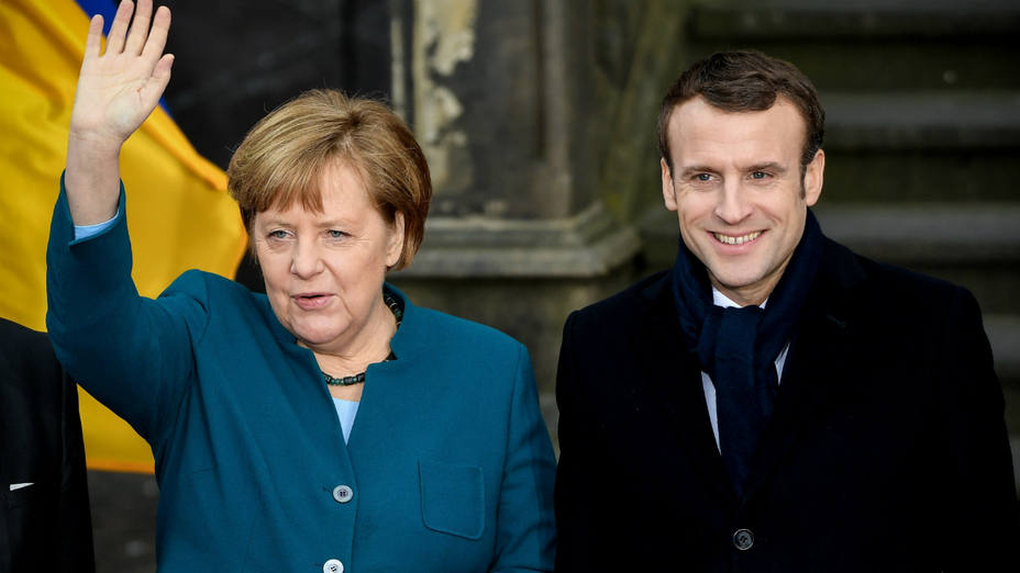 Merkel y Macron en Aquisgrán (Alemania)