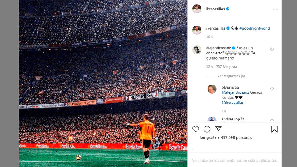 Iker Casillas subió esta foto a su cuenta de Instagram
