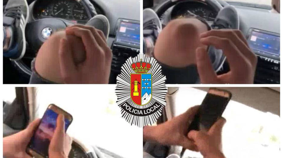 Detenido por conducir con los pies mientras maneja el móvil con las manos, en Murcia