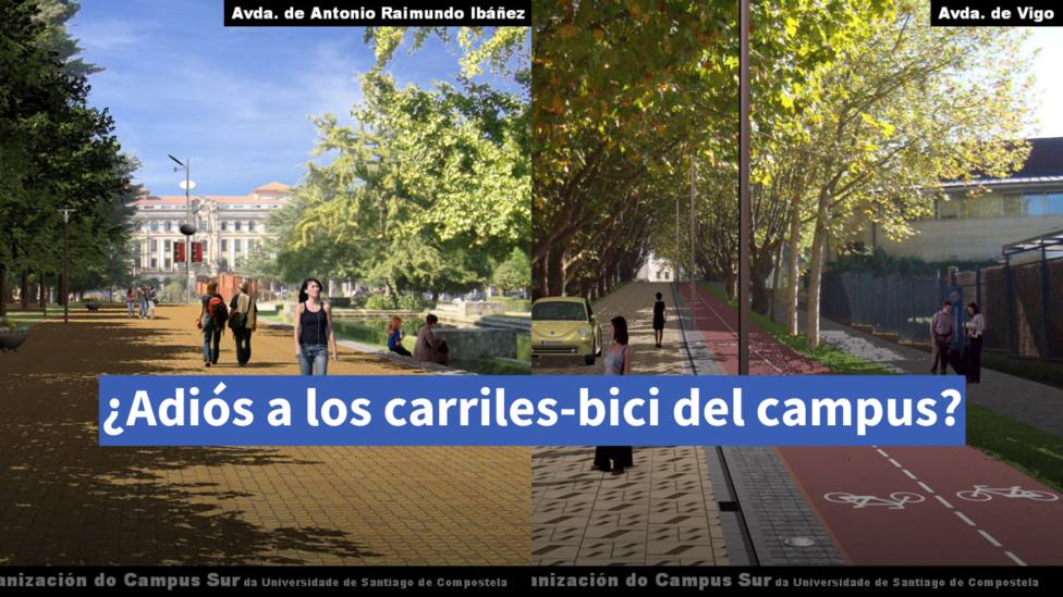 Carriles bici proyectados en el campus sur de Santiago hace más de 10 años