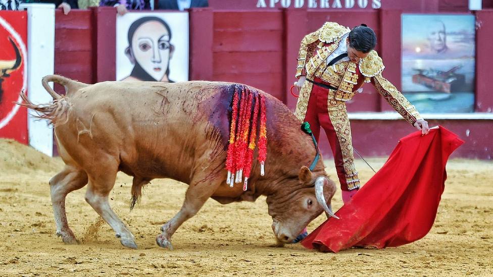Natural de Juan Ortega al quinto toro de Álvaro Núñez al que desorejó este sábado en Málaga