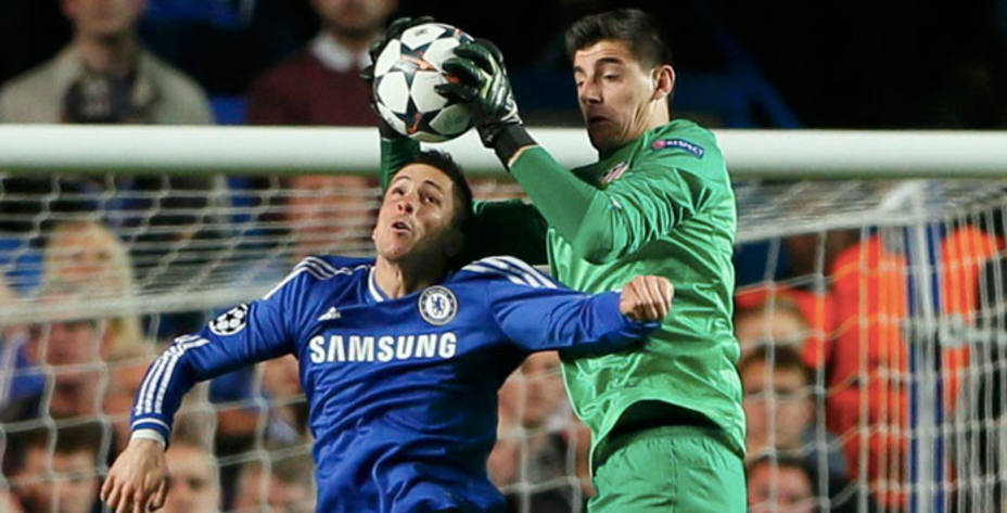 Thibaut Courtois, en la eliminatoria de semifinales contra el Chelsea (Reuters)