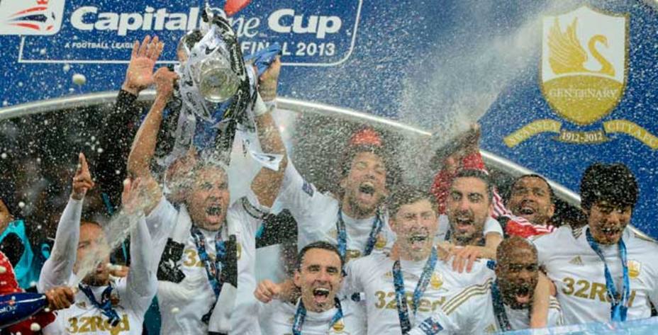 El Swansea celebra la conquista de la Copa de la Liga (Reuters)
