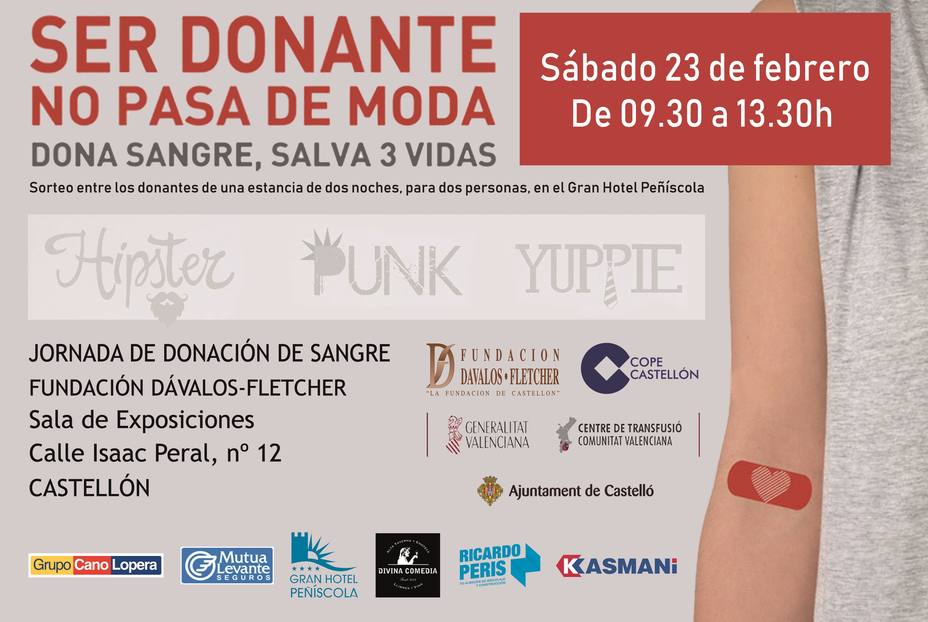 Sábado 23 de febrero, jornada de donación de sangre en Castellón