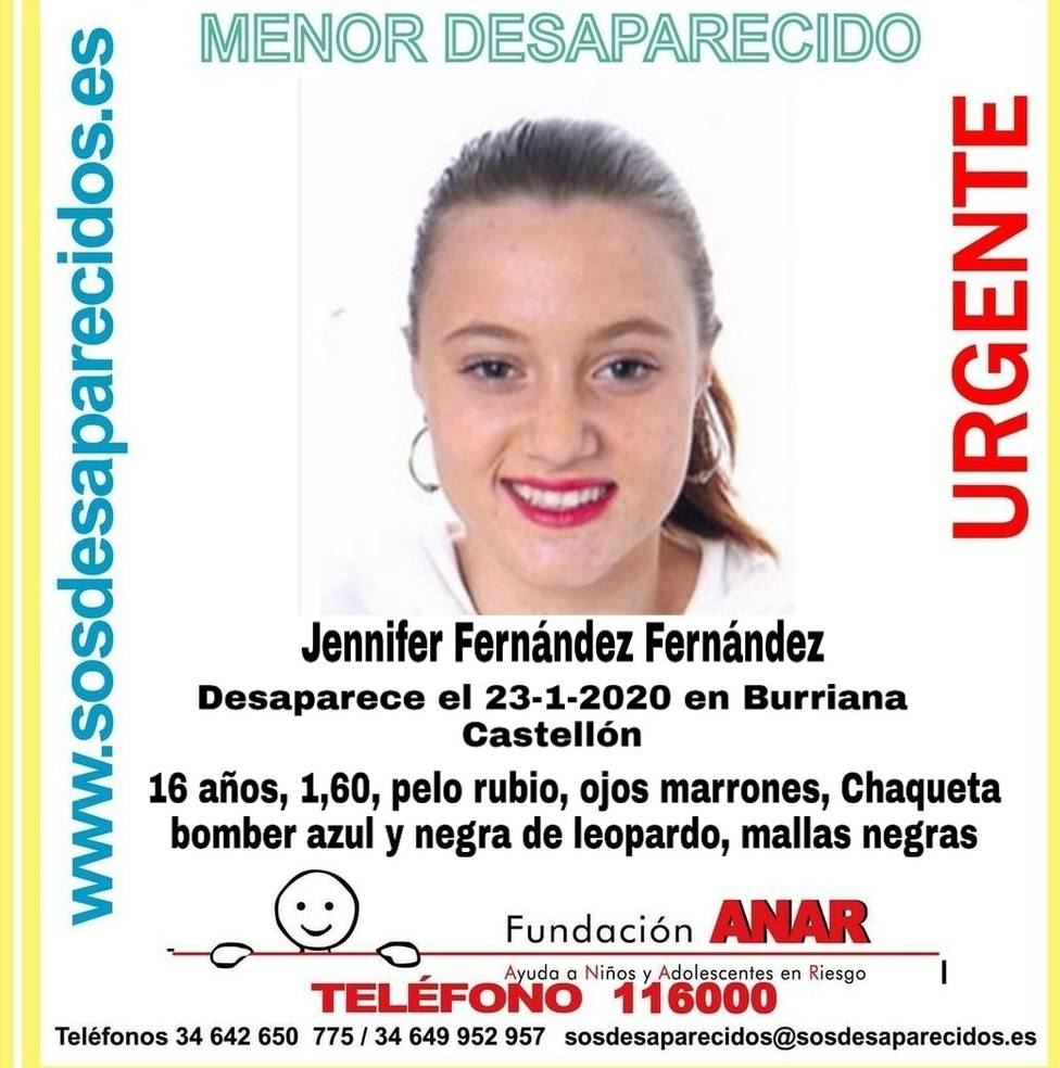 Jennifer, una menor ha desaparecido en Burriana
