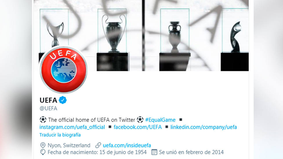 Perfil de la UEFA en Twitter