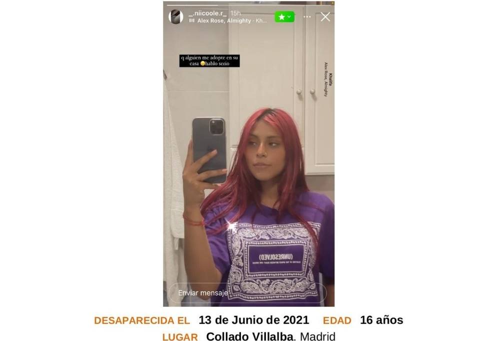 Yéssica Jamilet Anyezana Rodríguez tiene 16 años y desapareció en Collado Villalba el pasado 13 de junio
