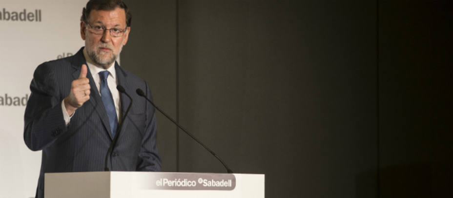 Mariano Rajoy durante la conferencia pronunciada en Barcelona. EFE