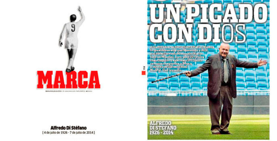 Las portadas de los diferentes diarios recuerdan a Di Stéfano.