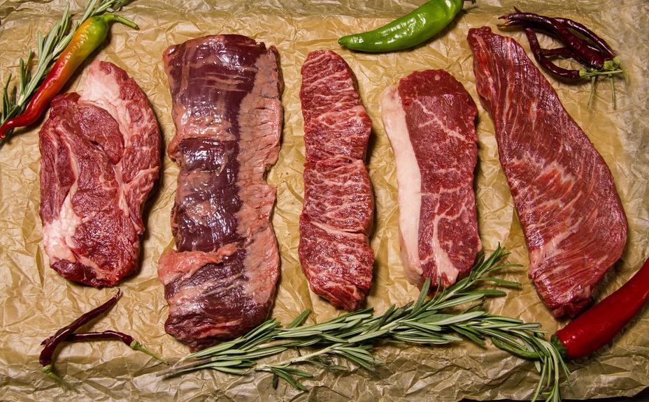 Filetes de diferentes tipos de carnes