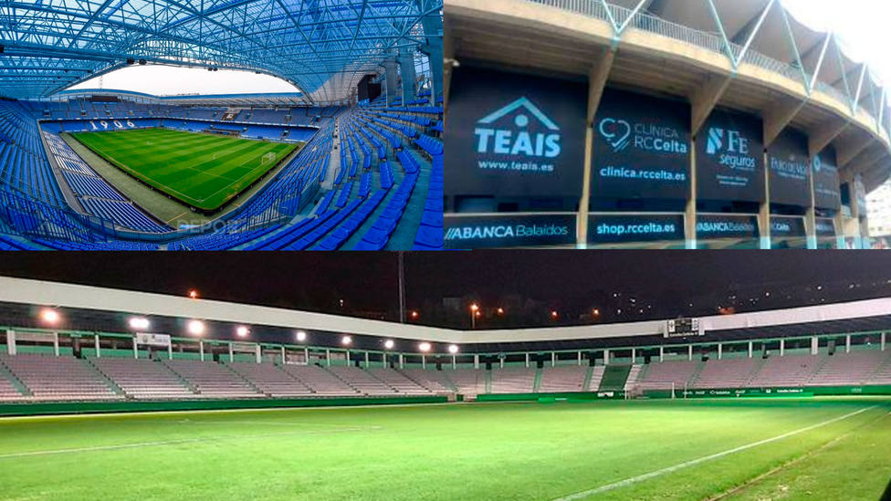 Imágenes de los estadios de Riazor, Balaídos y A Malata