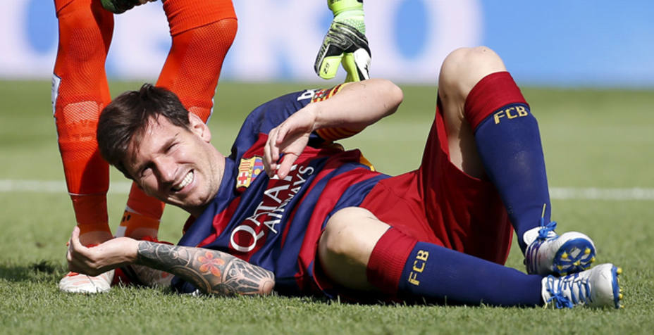 Leo Messi el pasado 26 de septiembre cuando se lesionó ante Las Palmas (Reuters)