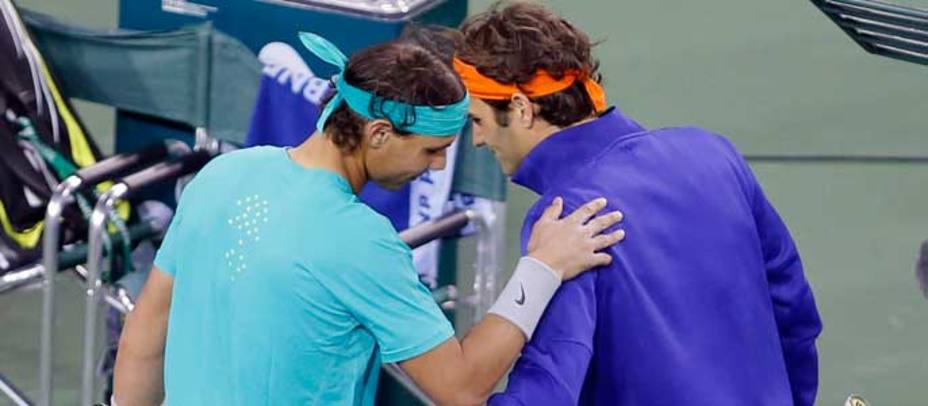Nadal y Federer en Indian Wells. REUTERS
