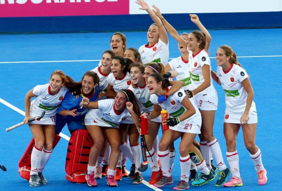 Las jugadoras españolas celebran la victoria ante Bélgica